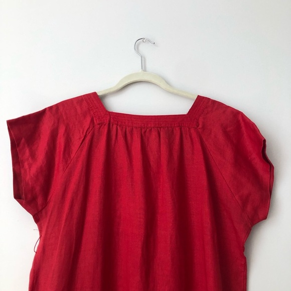 MNG Casual Sportswear Linen Cherry Red Shirt Square Neck Dress Women’s Size M - Picture 8 of 10